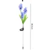 Solar Flower Lights Hyacinth 3 LED Stylish Garden Light Outdoor Decorative Waterproof Lamp for Lawn Patio Pathway Driveway 4PCS/LOT