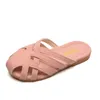 Big Girls Slippers Summer Children Shoes Fashion Cross Outdoor Flat Sandals For Kids Slides Beige