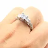 60% OFF Super Deal Bijoux de luxe Réel 925 Sterling Silver Three Stone Princess Cut White Topaz CZ Diamond Women Wedding Band Ring for Lover