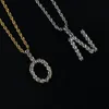 Men's Zircon Tennis Letters Necklaces & Pendant Custom Name Single Letter For Men/Women Gold Silver Fashion Hip Hop Jewelry with free chain