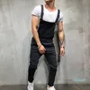 Partihandel-Fashion Mens Ripped Jeans Jumpsuits Street Distressed Hole Denim Bib Overaller för Man Suspender Byxor Storlek M-XXL