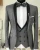 Yeni Slim Fit Erkekler Bir Düğme Suits (Ceket + Yelek + pantolon) Damat Düğün Smokin Giymek Yüksek Kalite Custom Made Blazer
