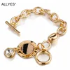 ALLYES Crystal Leopard Charms Chain Bracelets for Women OT Clasps Gold Shell Bracelets Fashion Jewelry Femme Accessories