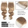 Kisshair kleur 8 lichtbruine as blonde Braziliaanse lichaamsgolf rechte haarbundels met sluiting 100 menselijk haaruitbreiding3912326