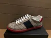 Designer Embroidered White Tiger Bee Snake Shoes with red green stripe Genuine Leather Sneaker platform Mens Women ace Casual big size 48