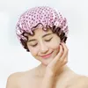 두꺼운 1pcs 방수 목욕 캡 모자 더블 레이어 샤워 헤어 커버 여성 공급 샤워 욕실 액세서리