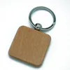 20pcs Blank Round Rectangle Wooden Key Chain Diy Promotion Customized Wood Keychains Key Tags Promotional Gifts
