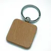 20шт Пустой круглый прямоугольник Деревянный брелок Diy Promotion Customized Wood Keychains Ключевые слова Рекламные подарки