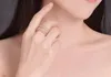 Anello con pietre rotonde e marquise completamente ingioiellate di moda con zirconi cubici, splendente, anello da dito pieno da donna
