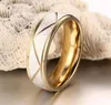 2019 fashion Gold color 316L Stainless steel wedding rings High quality couple jewellery anel feminino bague homme US size 5128252847