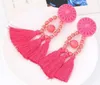 Bohemian Long Statement Tassel Drop Earrings Lyxhartspärlor Tassel Örhängen för kvinnor 9 Färgval Dangle Örhängen GB57