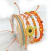 Daisy Flower Armband Wax Draad Geweven Cloorgul Bohemain Set 3 stks Handgemaakte Touw Dames Waterdichte Mouw