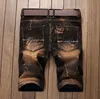 Mannen ontwerper borduurwerk zwarte denim shorts Distressed korte jeans gebleekte retro denim shorts Big Size 42 broek JB98914187299