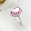 Hela 12 datorer LuckyShine Woman Holiday Jewelry Gift Rings Trendy Oval Pink Topaz Cubic Zirconia Rings 925 Sterling Silver Plate207a