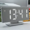 ساعة إنذار سطح المرآة الرقمية مع شاشة LED كبيرة ميناء ميناء درجة الحرارة الزخرفة المنزل