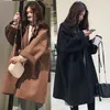 Autumn Winter Women Coat Loose Profile Wool Overcoat Long Large Wool Women's Korean Long Sleeve Warm Coat Woolen Parka