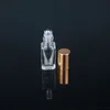 3ML Essential Oil Perfume Bottles Square Clear Glass Roll On Bottle with Gold/Silver Cap Stainless Steel Roller