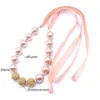 Or couleur ruban enfant gros collier bricolage attaché ruban Bubblegum perle gros collier enfants bijoux pour tout-petits filles