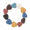 Bracciale con diffusore di olio essenziale di vulcano naturale colorato con cuore in pietra lavica colorata per gioielli da donna e uomo