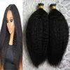 Extensions de cheveux grossiers Yaki I Tip Extensions de cheveux humains réels brésiliens crépus droits kératine I Tip Extensions de cheveux Extensions de cheveux à pointe de kératine 200G YAKI