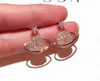 très mignon scintillant nouveau ins designer de luxe diamant strass zircon étoile univers stud dangle lustre boucles d'oreilles de mode pour w173c