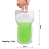 100pcs Clear Drink Pouches Bags frosted Zipper Stand-up Plastic Drinking Bag with straw with holder Reclosable Heat-Proof