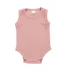 Enfants Designer Vêtements Bébé Triangle Combinaisons Été Sans Manches Barboteuses Garçon Filles Bonbons Couleur Body Bébé Coton Bouton Onesies ZYQa561