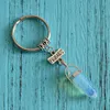 Vintage Keychain Best Friends Key Ring Fashion Crystal Pendulum Hexagonal Prism Natural Stone Friendship Women Key Chain Jewelry Men Keyring