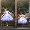 Spaghetti Strap Knee Length Flower Girl Dresses Tulle Applique Layered Skirt Girls Pageant Dress Kids Formal Gowns