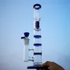 3 Colors Straight Tube Glass Bong Triple Percolator Oil Dab Rigs Birdcage Perc Thick Glass Bongs Water Pipe 18mm Joint With Bowl