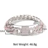 Ny 13mm 20mm Bling Pink Diamond Mens Cuban Link Chain Armband Cubic Zirconia Bangle Wristband Hip Hop Smycken Masculina Bijoux för män