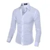 Jurk Shirts 2021 Luxe Kwaliteit Mannen Slim Fit Shirt Lange Mouw Casual Tee Tops Mode Solid Color Formal1