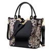 HBP Neue europäische und amerikanische Mode schwarz bestickt helle Leder Umhängetasche Handtasche Handtasche Lackleder Umhängetasche