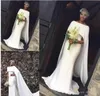 Latest Satin Mermaid Wedding Dresses African Girl With Cape Zipper Back Arabic Bridal Dresses Wedding Gowns228f