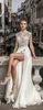 Julie Vino nya höga slitsar bröllopsklänningar Böhmen Sexig spets applicerade brudklänningar en linje strandbröllopsklänning