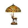 Europejski styl Tiffany Witraż Lampy stołowe Elk Light Dragonfly Lampshade do salonu Dining Bar Sypialnia Desk La