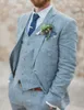 2019 Abiti da sposa in lino da spiaggia beige avorio su misura Abiti da uomo Abiti da uomo Best Man Matrimonio estivo Sposo Smoking su misura 3 pezzi (giacca + gilet + pantaloni)