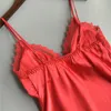 섹시한 란제리 여성 새틴 실크 파자마 여름 스파게티 스트랩 잠 들어있는 letwear 레이스 피하마 잠옷 여성 홈 커스 목욕 로브319c
