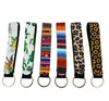 Wristband Keychains Floral Printed Key Chain Neoprene Key Ring Wristlet Keychain Party Favor 11 Designs Wholesale