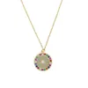 Senaste Chic Gold Coin Pendant Halsband för Kvinnor Ladies Carv Opal Sun Flower With Rainbow CZ Elegance Nice Smycken Party Presenter