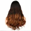 Moda Feminina Ombre Marrom Rendas Frente Brasileira Onda Do Corpo Perucas com o Cabelo Do Bebê Pré Arrancadas Sem Alumínio Resistente Ao Calor Glueless Side Perucas Baratas perucas