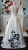 Black/White Print Prom Dresses 2019 A-Line Halter Neck Open Back Formal Event Party Gowns Sweep Train Real Picture Plus Size Ink Painting