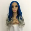 Perucas completas de cabelo humano com renda, pré-selecionado, cabelo remy brasileiro, azul e branco, estilo porcelana, onda natural, frente de renda, cabelo humano 8224513