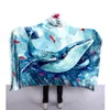 3D Printing Winter Wearable Hooded Blanket For Kids Adults Warm Decoration Soft Bed Home Throw Sofa Blankets 130cm*150cm 9styles RRA1908