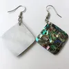 Women Dangle Earrings Jewelry Paua Abalone Checkered Rhombus Natural Shells Earring Handmade Gem Stone 5 Pairs