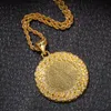 Collana con ciondolo medaglioni di memoria Po su misura con catena in corda d'argento dorata per donna Uomo Gioielli personalizzati Hip Hopr272y