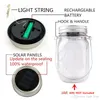 Solar LED Mason Jar Lights Up Lock 2m 20 LED String Fairy Star Lights med handtag för vanlig munburkar trädgårdsinredning