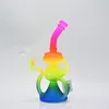 Rasta color glass bong recycler dab rig 10 inch glass water pipe cool showerhead perc oil rig bubbler with banger