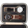 4 Grids PU Leather Watch Box Travel Storage Case Zipper Wristwatch Box Organizer Holder For Clock Watches Jewelry Boxes Display240C