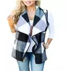 Femmes vérifier Cardigan Plaid gilet Plaid imprimé manteau d'hiver sans manches gilets chemise revers décontracté poche vestes hauts Blusas AYP6291